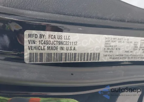 2022 Dodge Durango R/T Awd from USA, damaged, VIN 1C4SDJCT9NC221112